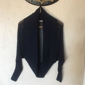 Athleta Open Knit Dolman Sleeve Shrug Navy Blue Cardigan Sweater